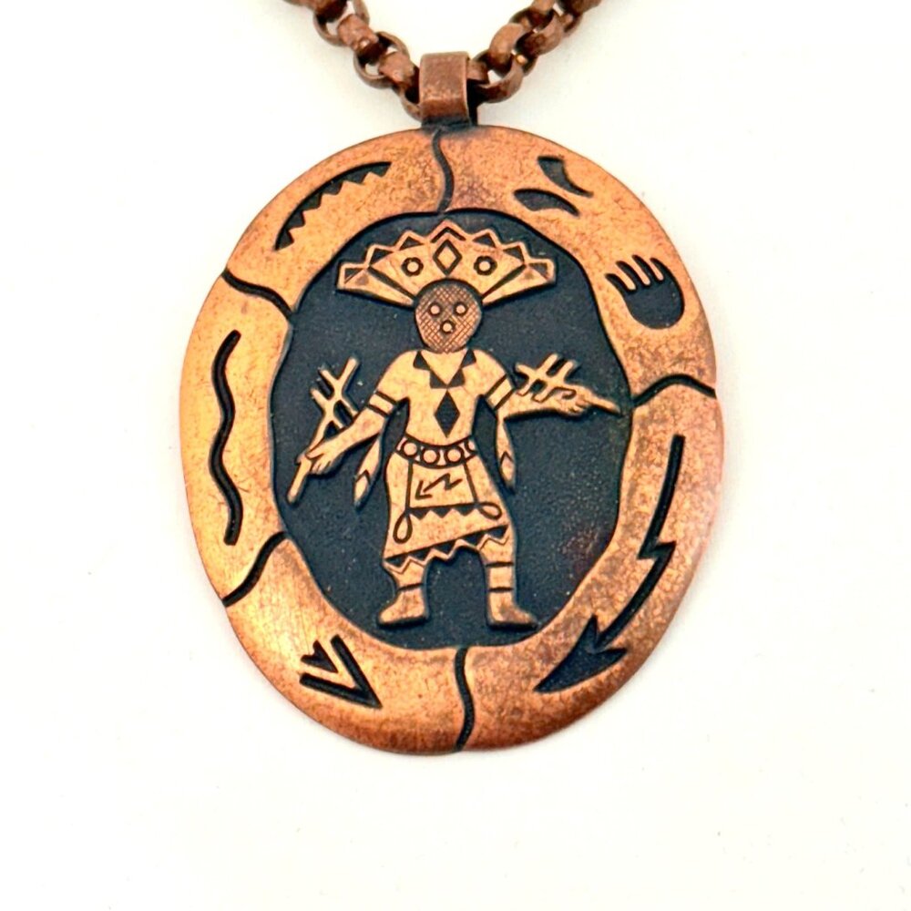 Native American Solid Copper Kachina Dancer Neckl… - image 2